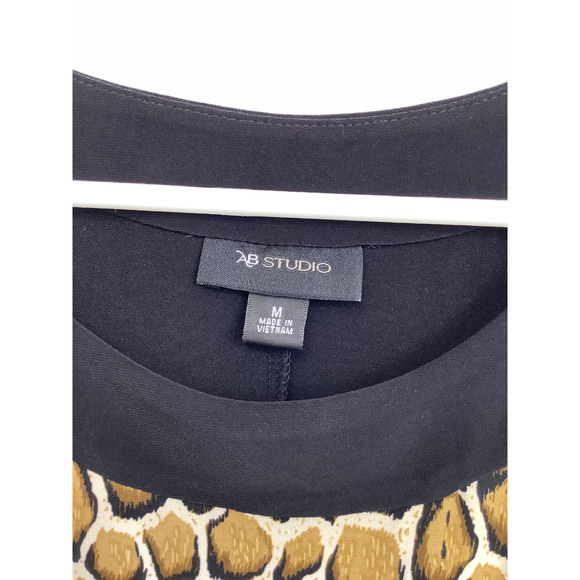 AB Studio Black Animal Sleeveless Maxi Dress M - Picture 4 of 6